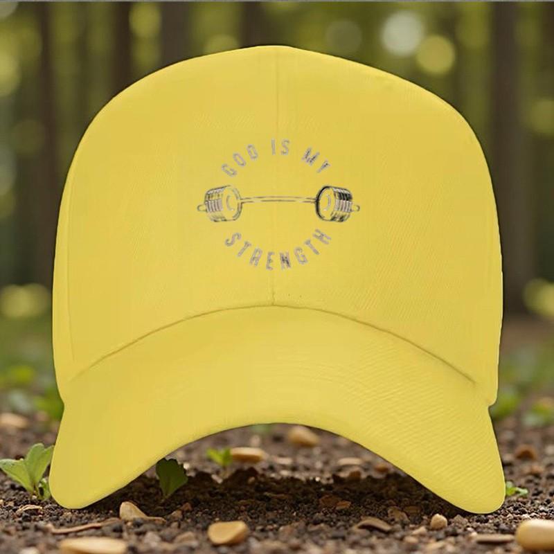 God Is My Strength Barbell Baseball Cap Faith Fitness Adjustable Sun Hat Outdoor Casual Cap