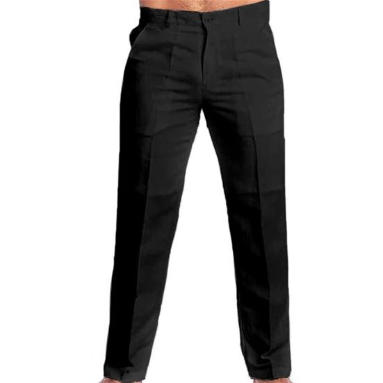 Men Solid Color Slim Fit Long Pants Mid-rise Zipper Button Fly Pockets Straight Leg Leisure Trousers Streetwear