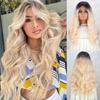 Синтетические смешанные светлые белые парики с наращиванием челки, длинные волнистые парики для женщин, ежедневная вечеринка
