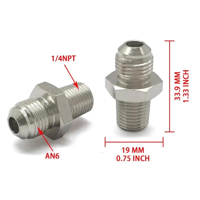 Стальной Прямой Адаптер-Переходник 6AN Мама-Шар (Flare) на 1/4" NPT 3/8" NPT 1/8" NPT Трубный Фитинг для Адаптера Масляного Радиатора
