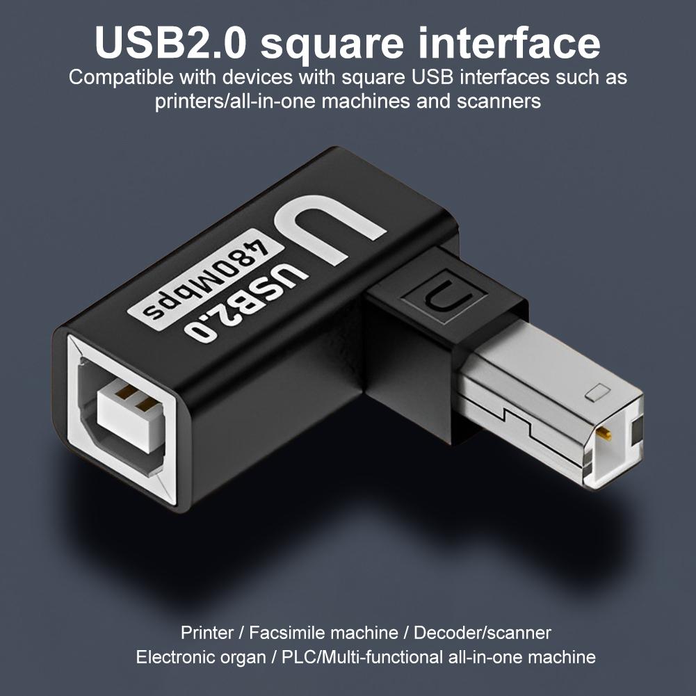 2-5PCS USB 2.0 Type B Printer Adapter 90 Degree USB B Adapter 480Mbps Extension Adapter Male To Female for Printer Scanner