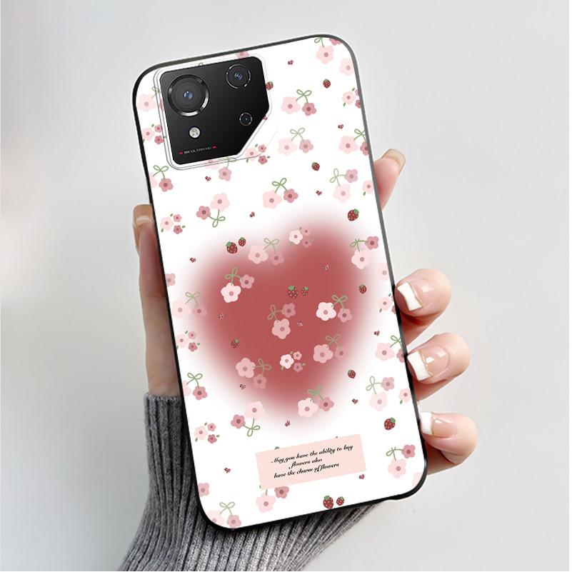Чехол для ASUS ROG Phone 8 Чехол для ROG Phone 8 Pro Capa Мягкий Силикон Черный Корпус Чехлы для Телефона с Милым Цветочным Мультяшным Принтом