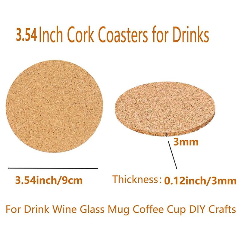 4/8/12pcs Cork Coasters for Drinks Teacup Coffee Cup Round Absorbent Coasters Cold Hot Beverages Drink Coaster for Bar Kitchen