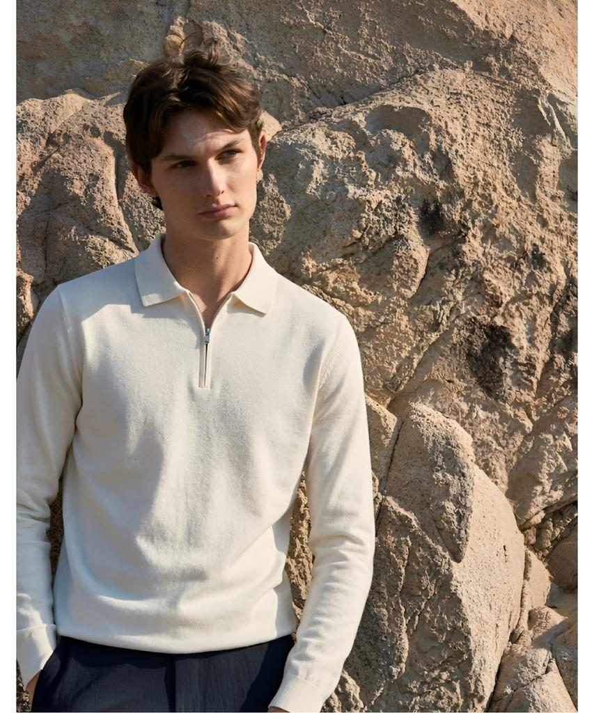 TREMOLO Y-Collar Zip-Up T-Shirt_Trhal5Sc581