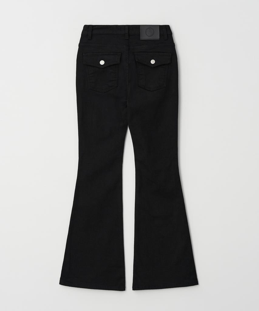 Брюки Bootcut из хлопка с деталью на заднем кармане, версия на флисовой подкладке. (черный)