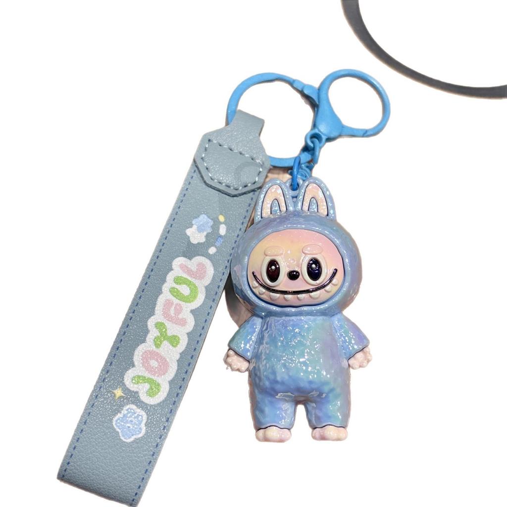 Cute Cartoon Electroplated Keychain Silicone Three-dimensional Leather Rope Doll Couple Grab Machine Bag Pendant