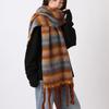 Plush Winter Cashmere Scarves Mohair Long Shawl Simple Plaid Wool Scarf  Girl