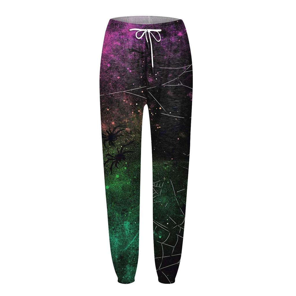 Women's Casual Fashion Halloween Printed Leisure Pants Sweatpants Trousers Drawstring Elastic Waist Drawstring Drawstring Pants