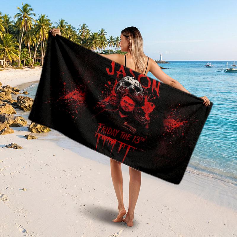 Large Beach TowelFriday the 13th Jason Voorhees Soft Absorbent Towel Beach Bath Home Use