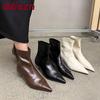 Fashion Footwear Low Heel Women Ankle Stretch Boots Female Pumps Fashion Pointed Toe Modern Ladies Short Boots Slip On Shoes