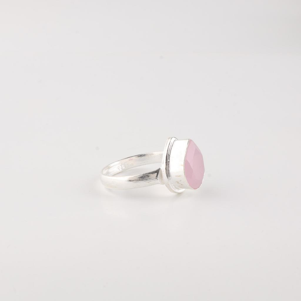 Rose Chalcedony Gemstone 925 Sterling Silver Handmade Jewelry Designer Ring Gift For Girls RR-76-19