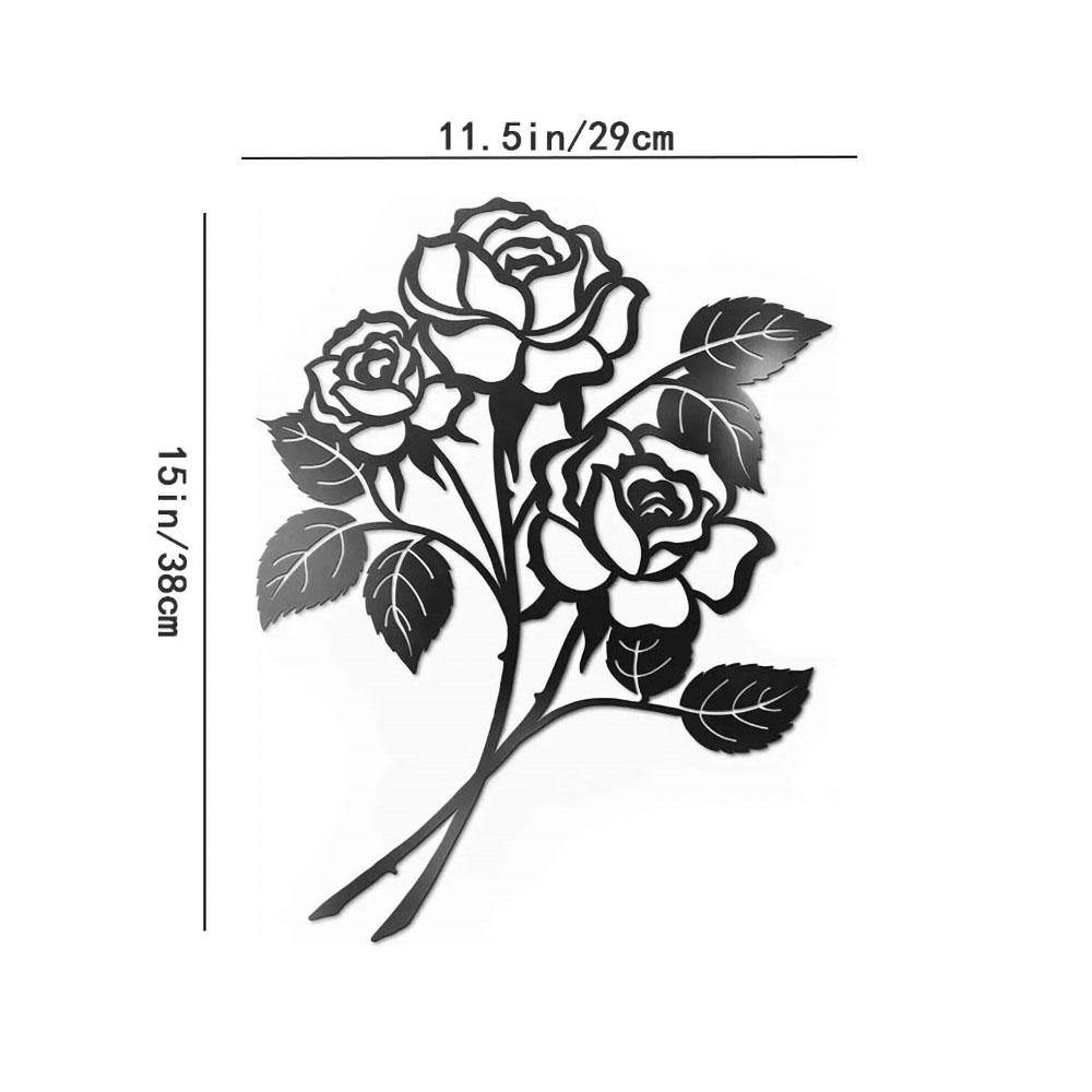 Гигантские Розы Настенный Декор - Черные Металлические Художественные Украшения, Наклейки на Стену с Красивыми Формами Роз для Шикарного Прикосновения