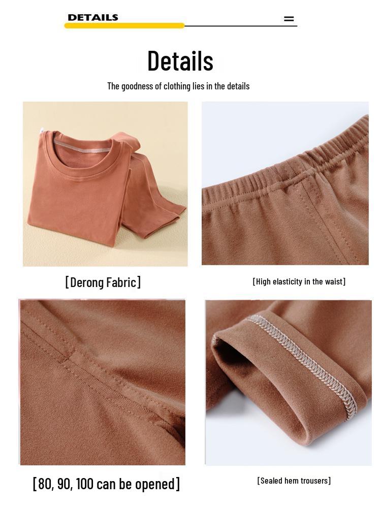 Детский бесшовный термофлисовый комплект нижнего белья - Теплая осенняя одежда для мальчиков и девочек