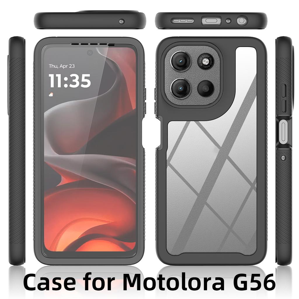 Clear Case for Motorola Moto G56 5G PC + TPU Phone Back Cover with PET Screen Film