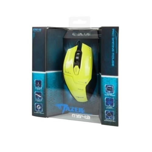 E-blue Mazer M642, Droitier, Optique, USB, 2500 DPI, 149,5 g, Vert
