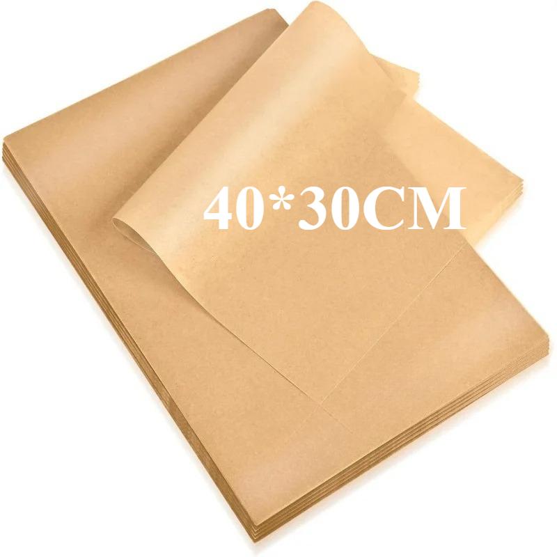 100 Pcs Paper Food Grade Baking Sheets Non-Stick Oil-Proof Baking Paper Oven Liner Sheet BBQ Pad for Baking and Barbecue Air Fryer Paper