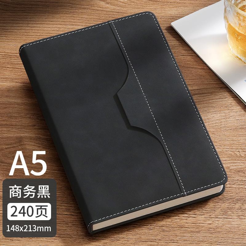 High-Level Business Office Portable Notebook Faux Leather Cover Wireless Binding Custom Logo-Gift Notepad Work 100 Sheets Diary