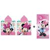 Ensemble Poncho et Serviette - Disney - Minnie - 100% Polyester - Rose - Dimensions 50x100 cm et 70x140 cm