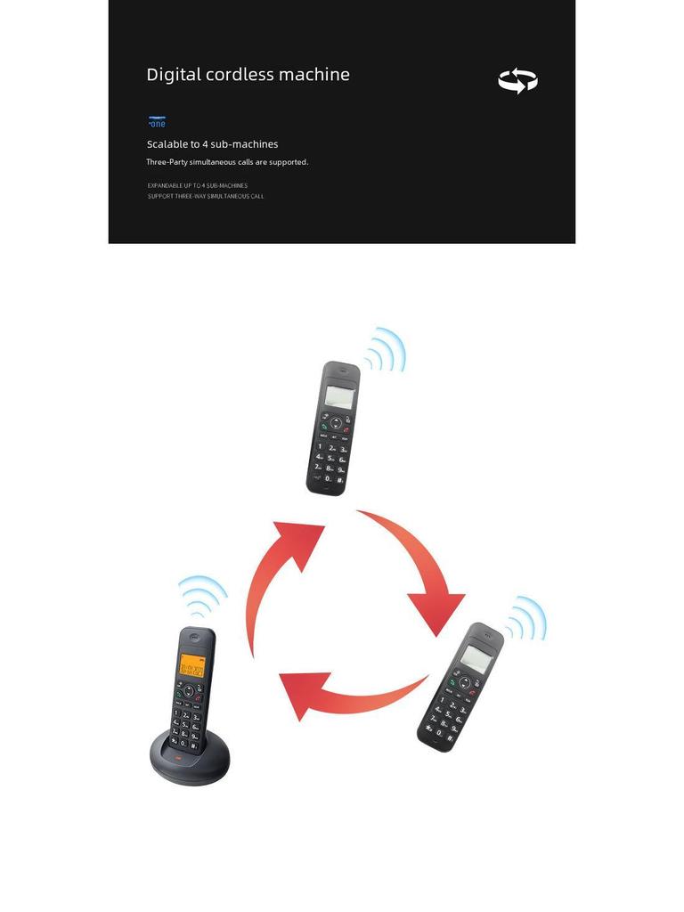 Spot D1006 Cordless Handheld Phone - Low Radiation, Large Button, Home/Office Use