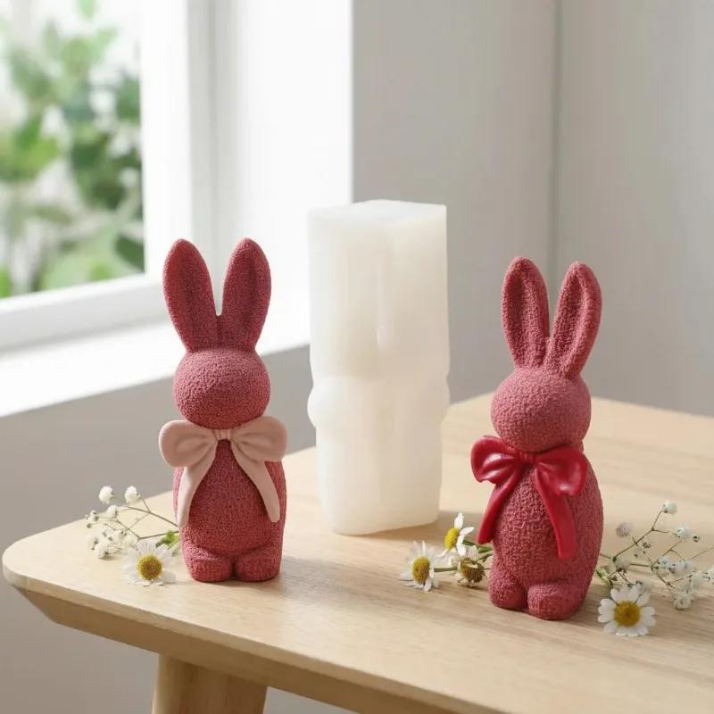 3D свеча-кролик, силиконовая форма, смола, DIY, пасхальный бантик, текстура, милые украшения для дома, простой дизайн для рукоделия