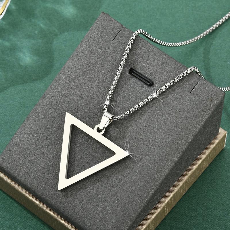Stylish Stainless Steel Geometric Pendant Necklace For Men And Women With 18k Gold Plating