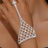 Rhinestone Tassel Ethnic Dance Accessory Multi Layer Adjustable Golden Finger Bracelet Retro Durable Hollow Geometric Pendant