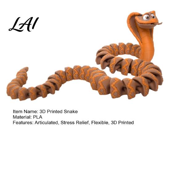Realistic Animal Figurines 3D Printed Snake Toy Flexible Articulated Fidget Collectibles Collectible