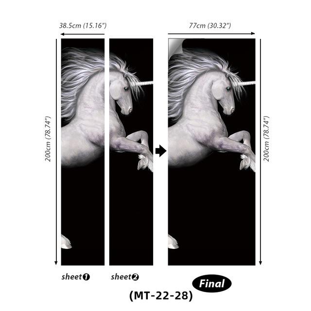 PVC Full Door Stickers Wall Decoration Bedroom Kids Room Cartoon 3D Wallpaper Abstract Line Wardrobe Home Renovation Art Murals