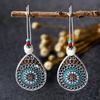 Vintage Hollow Water Drop Metal Earrings For Women Alloy Crystal Ethnic Beads Boho Colorful Flower Dangle Earrings Jewelry Gifts