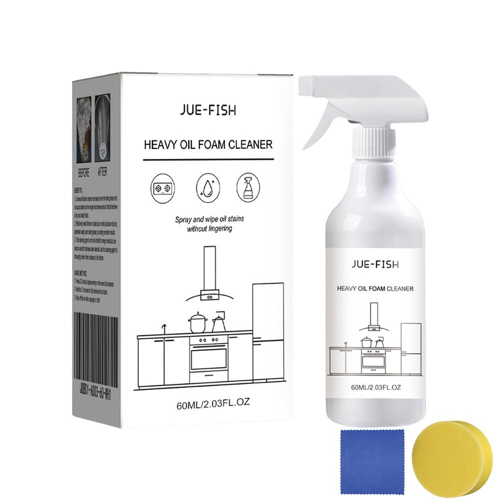 60ml Splash Foam Spray Multipurpose Heavy Oil Foam Cleaner with Sponge & Cloth Grease Cleaner Kitchen Oven Grills Cleaner