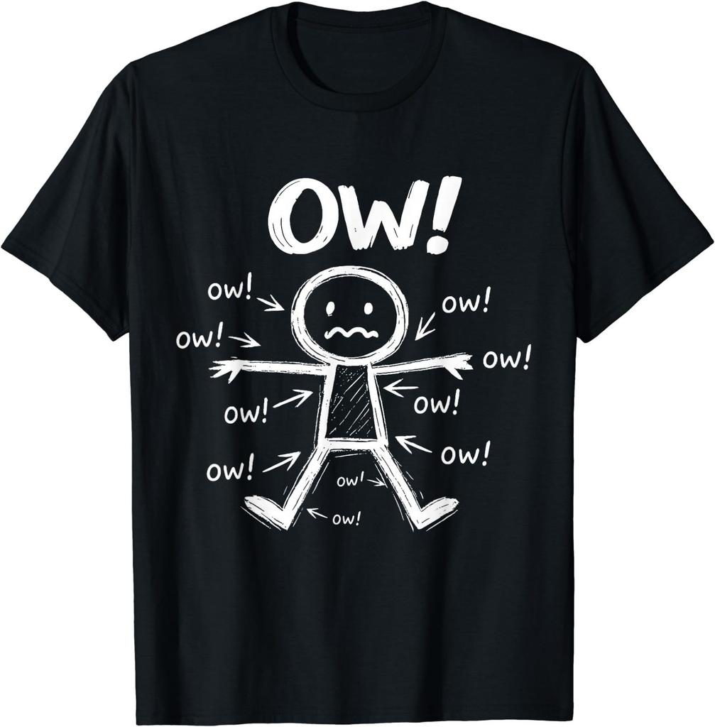 Ow Ow Ow Stick Character Figure Funny Chronic Pain Awareness T-Shirt