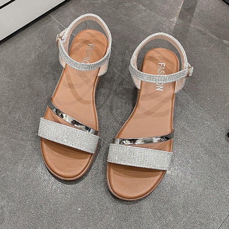 2024 Босоножки на танкетке для женщин Босоножки на каблуках Золотая платформа Летняя обувь Босоножки Chaussures Femme Размер 35-42