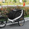 Medium Dog Bike Trailer with Side Windows and Flag, 130x73x90 cm, Black and White