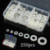 250PC/Kit  Nylon Flat Washer Assortment M2 M2.5 M3 M4 M5 M6 M8 Screw/Bolt