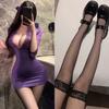 Sexy lace purple hip skirt gathering erotic underwear secretary OL playing suit no temptation robe