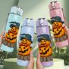 1PC Pumpkin Scarecrow Halloween 750ml Color Plastic Sports Water Bottle Leakproof Flip Straw Lid Suitable for Sports Office Home Use