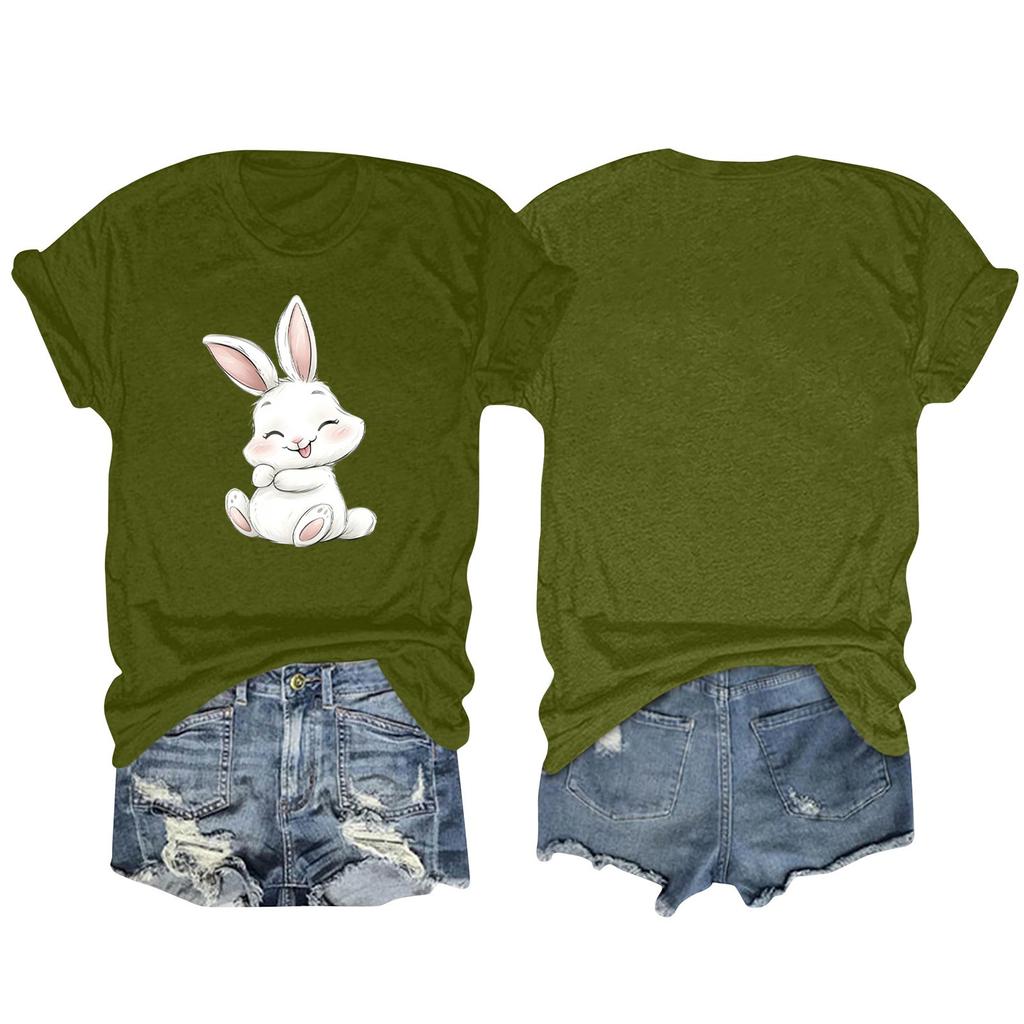 Women's Round Neck Casual Printed Short-sleeved T-shirt Top