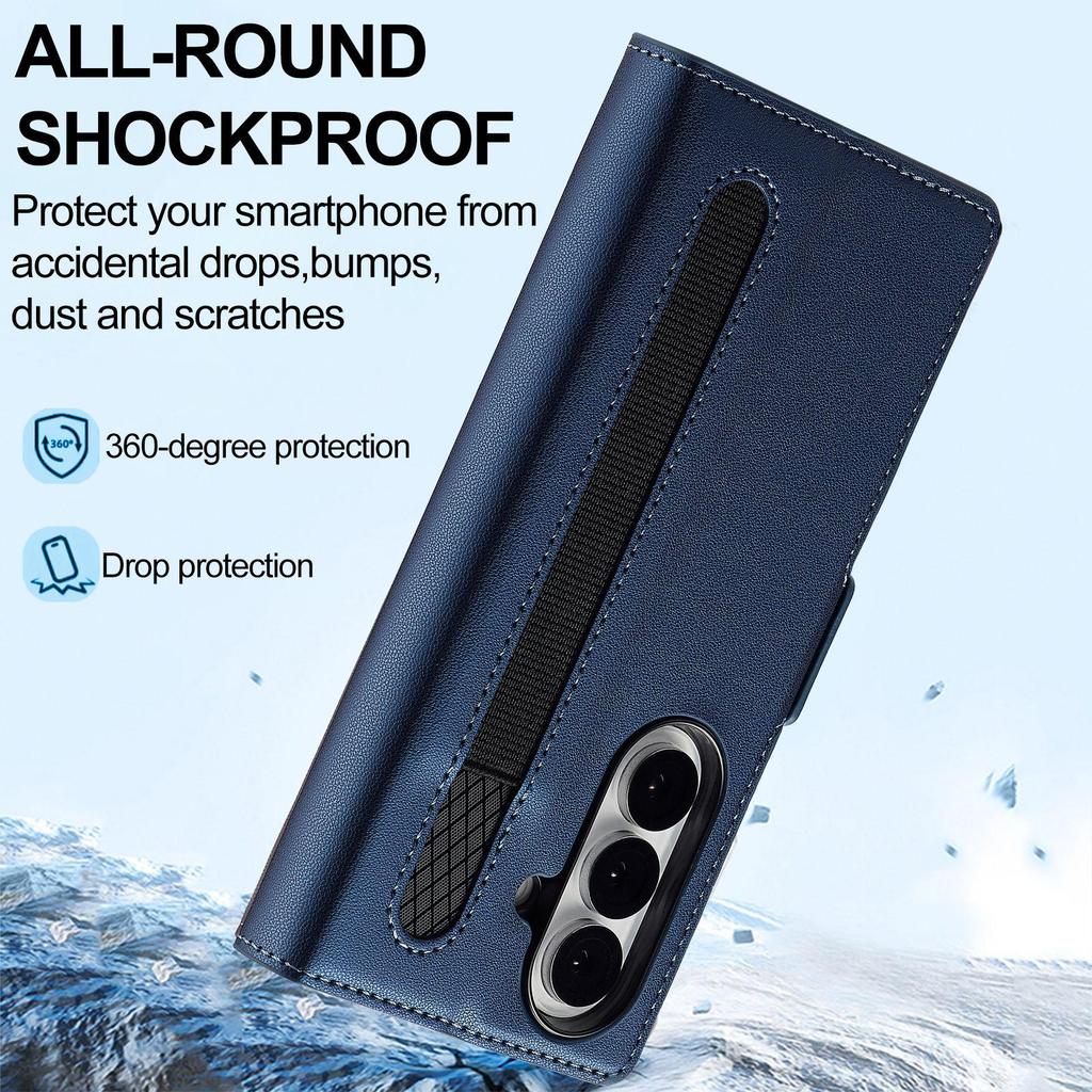 Совместимый кожаный чехол-кошелек для Galaxy Z Fold7/6/5/4