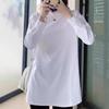 Многослойная рубашка с длинными рукавами, базовая рубашка из чистого хлопка для женщин на весну и осень, белая футболка средней длины, нижнее белье