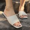 Летние модные новые повседневные однотонные сексуальные элегантные женские сандалии на плоской подошве с квадратным носком, пляжные удобные шлепанцы