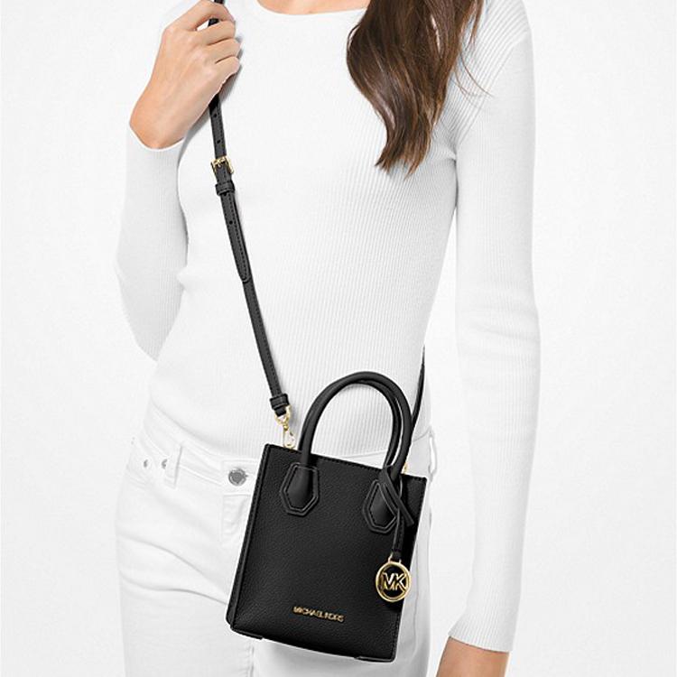 Michael Kors Mercer Classic Французская сумка-аккордеон для commuters Письмо Сумка через плечо Сумка-тоут из кожи Мини Женские сумки Черный 35S1GM9T0L-001