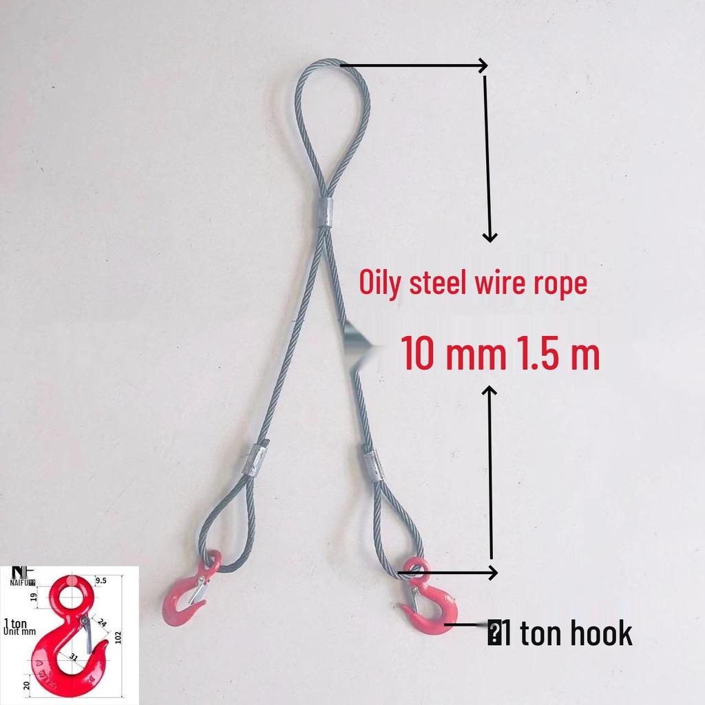 Двухветвевой строп из плетеного стального каната с крюками для такелажа при обслуживании кранов