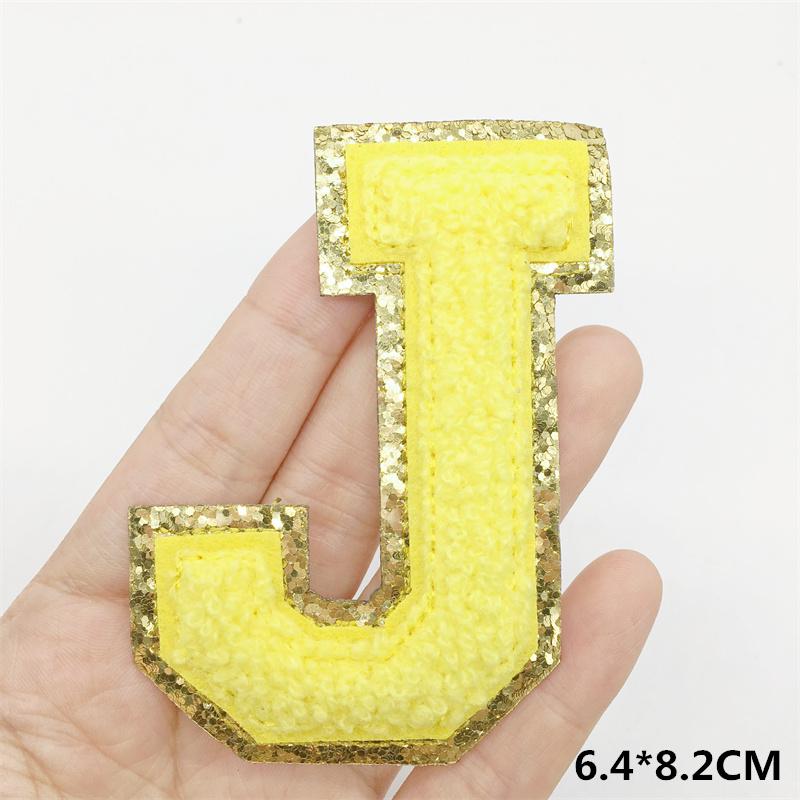 A-Z Большие Буквы Нашивки Для Одежды Желтый Цвет Термонаклейки На Одежду Нашивные Наклейки Аппликации(8 см)