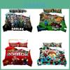 Мультяшный Постельный Комплект с Цифровой Печатью Roblox Minecraft Высококачественный Мультяшный Стиль Белый Цвет