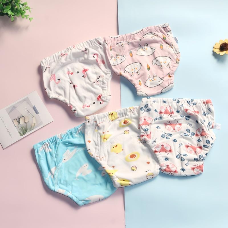 5PC Cartoon Printed Breathable Baby Reusable Diaper for Bedroom Nappy Shorts Training Pants