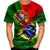 Portuguese And Brazilian Flag 3D T-Shirtd Casual Crew Neck Short Sleeve Sport Men's T-shirts