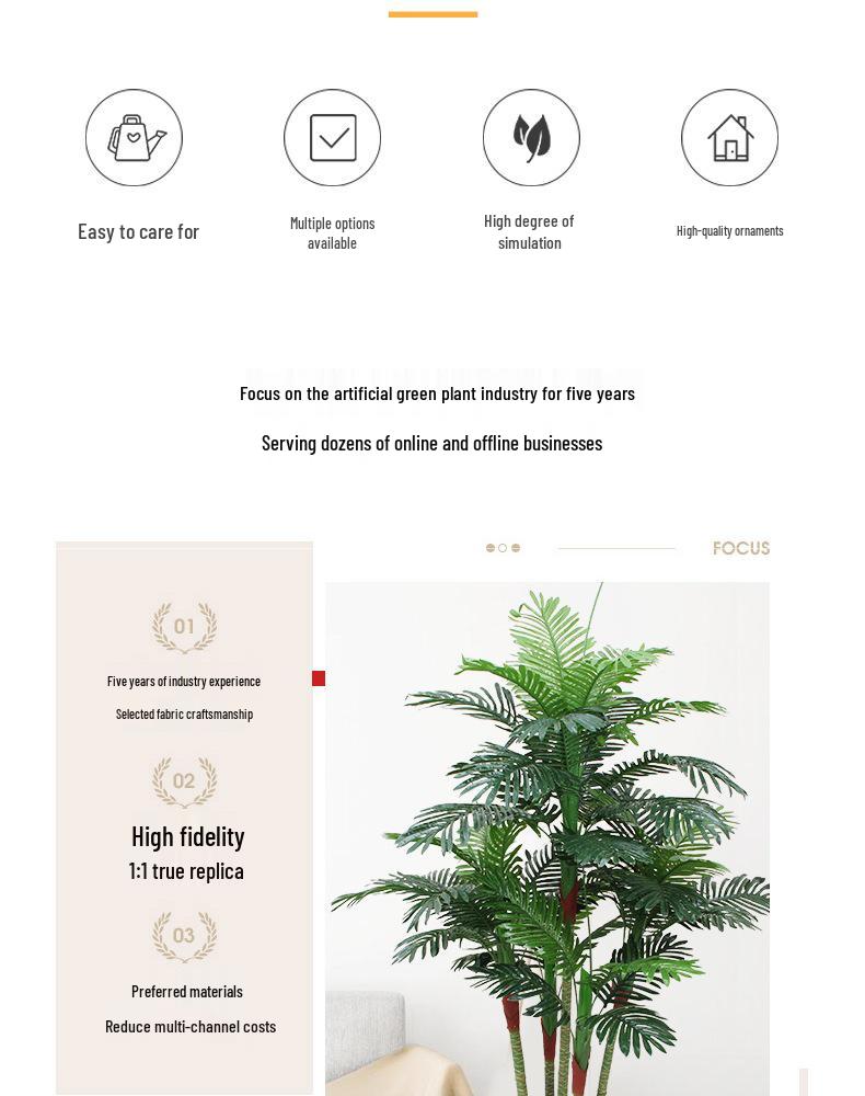 Большие искусственные зеленые растения - Напольные бионические деревья и цветы для внутренней отделки
