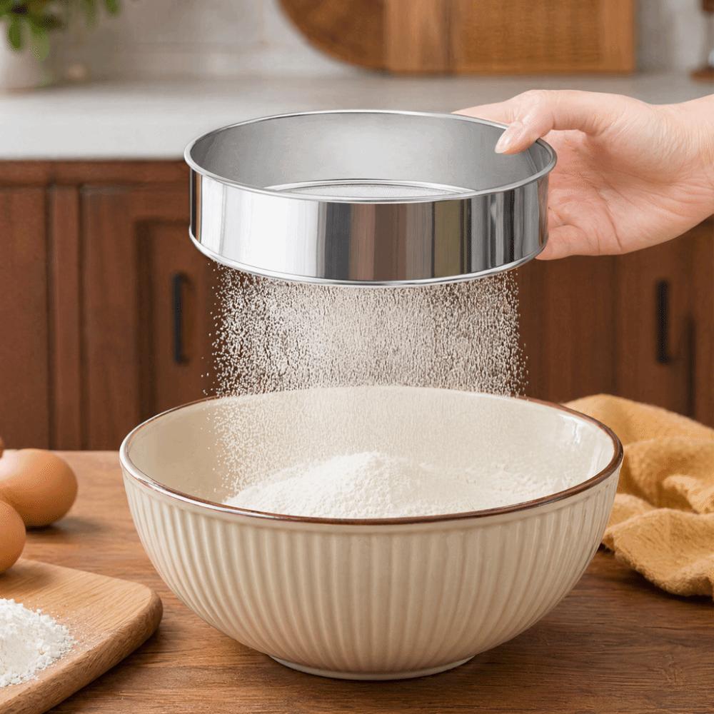 Stainless Steel Fine Mesh Round Handheld Round Manual Flour Sifter Baking Prep