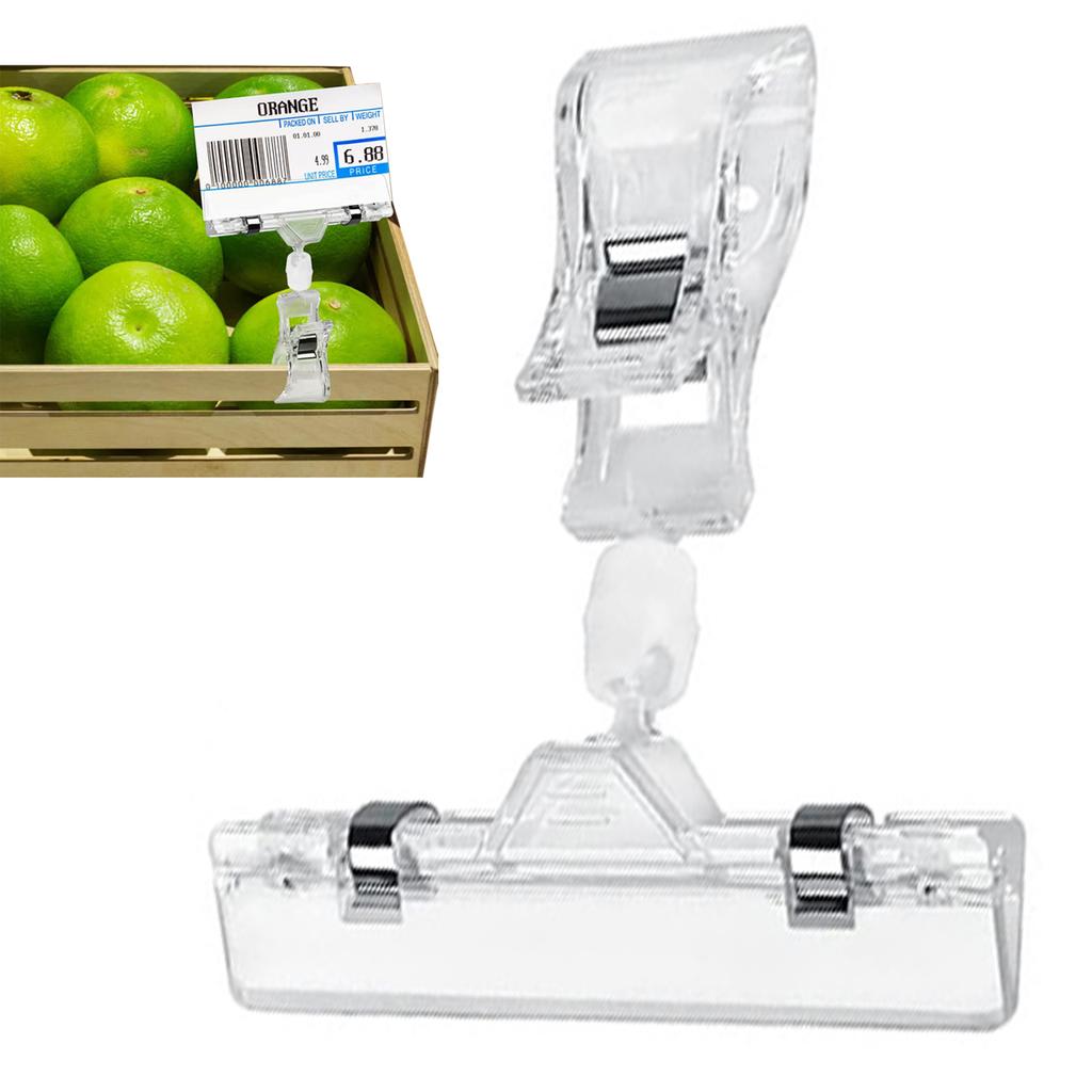 Price Tag Holder Swivel Plastic Label Clips for Retail Store Supermarket Display Business Card Holder Durable Clear Rack