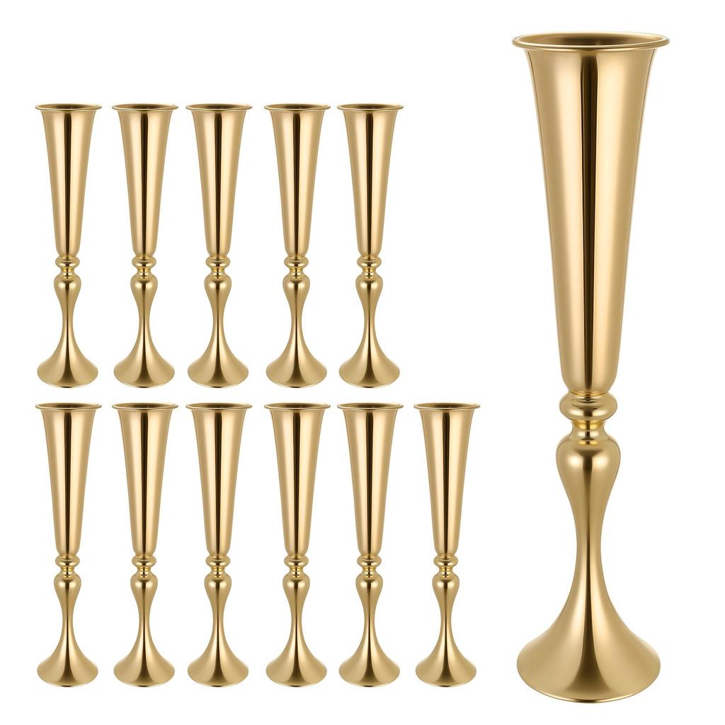 VEVOR 12 PCS Wedding Flower Vase, 55 cm Tall Trumpet Flower Table Centerpieces, Banquet Vases Easy Installation